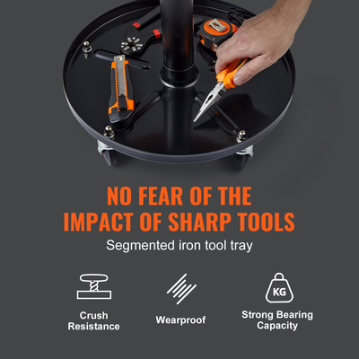 VEVOR Mechanic Stool, 250 LBS Rolling Pneumatic Creeper Garage/Κάθισμα καταστήματος, Ρυθμιζόμενο ύψος 22 σε-28 σε Επενδυμένο σκαμπό εργαστηρίου Rolling με δίσκο εργαλείων, για γκαράζ, κατάστημα, επισκευή αυτοκινήτων, μαύρο+πορτοκαλί