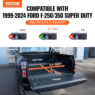 Κάλυμμα κρεβατιού φορτηγού VEVOR Tri-Fold Tonneau για Ford F-250 F-350 Super Duty 1999-2024