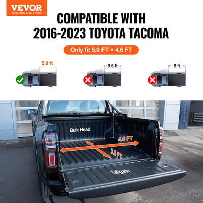 VEVOR Tri-Fold Tonneau Cover Truck Bed Cover for 2016-2023 Toyota Tacoma Light