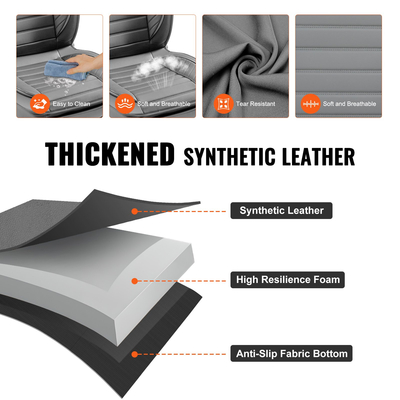 Καλύμματα καθισμάτων VEVOR, Universal καλύμματα καθισμάτων αυτοκινήτου μπροστινά καθίσματα, 2 τμχ Κάλυμμα καθίσματος από συνθετικό δέρμα, ημικλειστή σχεδίαση, αποσπώμενο προσκέφαλο και συμβατό με αερόσακο, για τα περισσότερα αυτοκίνητα SUV και φορτηγά Γκρι