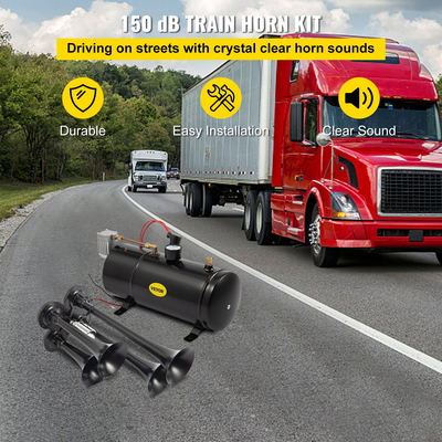 Νέο Quad 4 Train Air Horn Kit Semi Truck Boat με συμπιεστή 150 PSI 12V 3 λίτρα