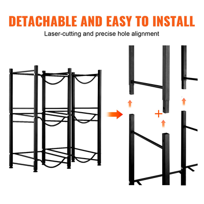 Βάση κανάτας νερού VEVOR 3 επιπέδων Σχάρα διπλής σειράς για 6 μπουκάλια Μαύρο