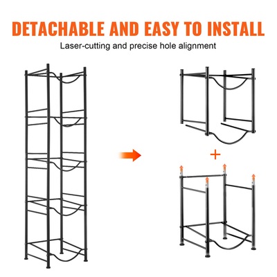 Βάση για κανάτα νερού VEVOR 5 επιπέδων Σχάρα μονής σειράς για 5 μπουκάλια Μαύρο