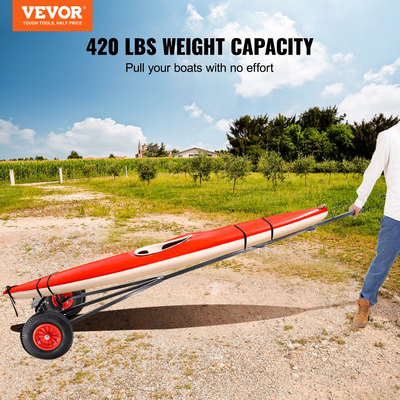 VEVOR Boat Trailer Dolly, 420lbs Load Capacity, Carbon Steel Trailer Mover με ρυθμιζόμενο μήκος 96&#039;&#039;-116&#039;&#039;, πνευματικά ελαστικά 16&#039;&#039; &amp; αντιολισθητικό στήριγμα στήριξης, για κινούμενο καγιάκ μηχανοκίνητο σκάφος ψαρέματος
