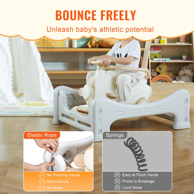 Κουνιστό άλογο VEVOR 5 σε 1 για νήπια 1-3 ετών, μωρό κουνιστό άλογο με τραμπολίνο, αποσπώμενη σανίδα ισορροπίας, λαβή ώθησης και 4 λείες ρόδες, υποστήριξη για παιδιά 80 λίβρες με βόλτα στο παιχνίδι, Λευκό