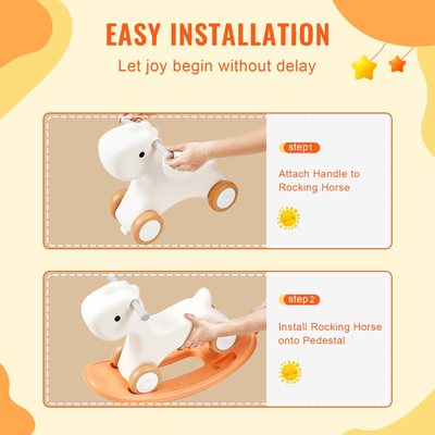 VEVOR 3 σε 1 κουνιστό άλογο για νήπια 1-3 ετών, μωρό κουνιστό άλογο με αποσπώμενη σανίδα ισορροπίας και 4 λείες ρόδες, υποστήριξη έως και 80 λίβρες HDPE Material Kids Ride on Toy, Κούνια 40°, Κόκκινο