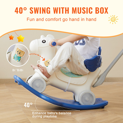 VEVOR 4 σε 1 κουνιστό άλογο για νήπια 1-3 ετών Ride on Toy with Sound Blue