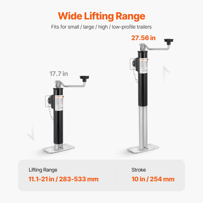 VEVOR Trailer Jack Weld-on Pipe Mount Swivel Trailer Jack 2000 lbs 10&quot; Travel