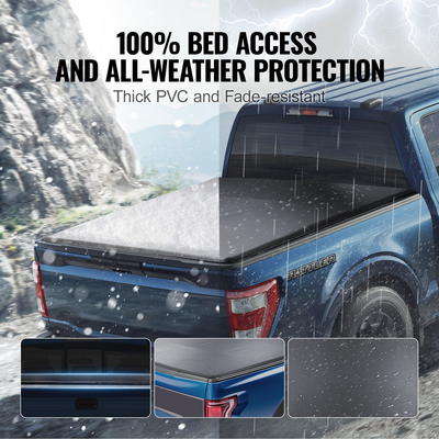 Κάλυμμα κρεβατιού VEVOR Truck, Roll Up Truck Bed Tonneau Cover, Συμβατό με 2009-2024 Ford F-150 Styleside κρεβάτι, για κρεβάτι 5,5 x 5,4 ft, μαλακό υλικό PVC, 100% κάλυμμα πρόσβασης κρεβατιού Roll Up Tonneau