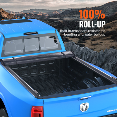 Κάλυμμα κρεβατιού VEVOR Truck, Roll Up Truck Bed Tonneau Cover, Συμβατό με 2002-2018 Dodge Ram 1500, 2003-2024 2500 3500, 2019-2024 Classic, για 6,4 x 5,5 ft υλικό PVC Tonneau, Softvern Bed, Coll