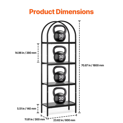 VEVOR Μεταλλικό Ράφι Ρουστίκ Βιβλιοθήκη 4 Επιπέδων για Σαλόνι Υπνοδωμάτιο &amp; Γραφείο