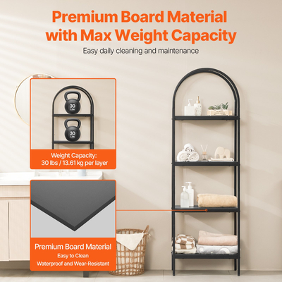 VEVOR Μεταλλικό Ράφι Ρουστίκ Βιβλιοθήκη 4 Επιπέδων για Σαλόνι Υπνοδωμάτιο &amp; Γραφείο