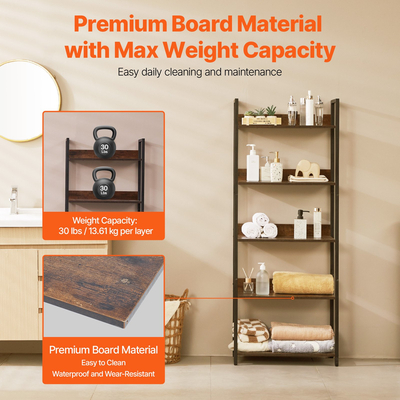 Μεταλλικό ράφι VEVOR Ανοιχτό Βιβλιοθήκη 5 επιπέδων για Σαλόνι Υπνοδωμάτιο &amp; Γραφείο