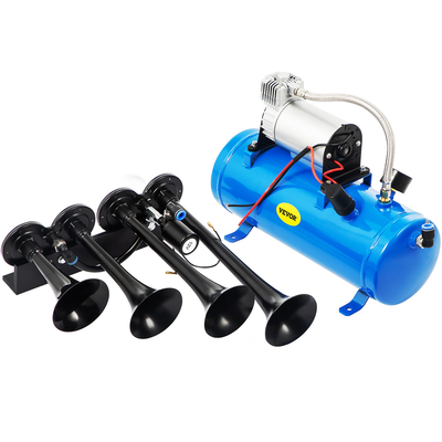VEVOR Train Horn Kit 4 Trumpet 12V Train Air Horn 150 Decibels με 1,6 Gal Tank 150 PSI Air Compressor for Truck Complete Kit και Blaster Train Horn Kit για φορτηγό, αυτοκίνητο και μοτοσυκλέτα
