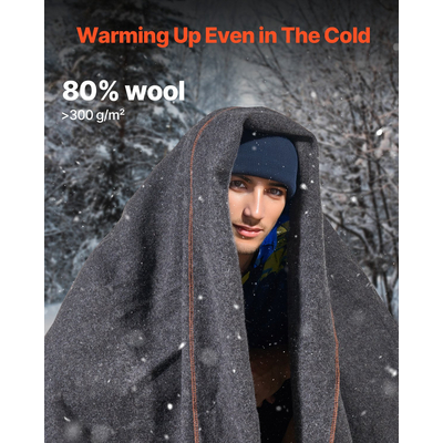 Μάλλινη κουβέρτα κάμπινγκ VEVOR 64&quot; x 88&quot; Ζεστή για κάμπινγκ Πεζοπορία Ταξίδι Ανοιχτό γκρι