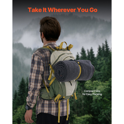 Μάλλινη κουβέρτα κάμπινγκ VEVOR 64&quot; x 88&quot; Ζεστή για κάμπινγκ Πεζοπορία Ταξίδι Ανοιχτό γκρι