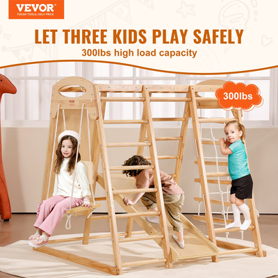 VEVOR Indoor Jungle Gym 7 σε 1 Παιδική χαρά Εσωτερική παιδική χαρά Ξύλινα παιχνίδια αναρρίχησης L