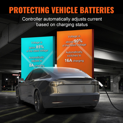 VEVOR Portable EV Charger Type 2, 16A 3,7 kW, Electric Vehicle Car Charging Charging CEE 7/7 Plug, IEC 62196 Home EV Charging Station with Storage Bag Charging Cable Hook, IP66