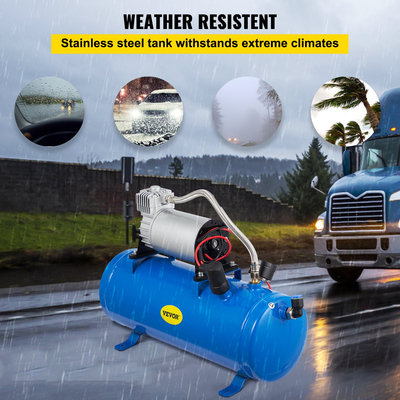 Αεροσυμπιεστής 150 PSI DC 12V με ρεζερβουάρ 6 λίτρων για ελαστικά τροχόσπιτου Train Horns