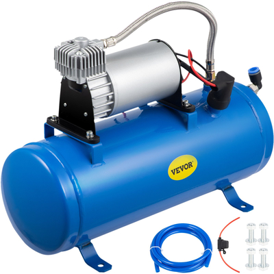 Αεροσυμπιεστής 150 PSI DC 12V με ρεζερβουάρ 6 λίτρων για ελαστικά τροχόσπιτου Train Horns