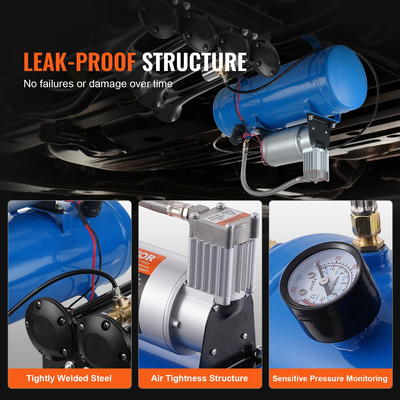 VEVOR 12V Air Compressor with Tank 1,6 Gallon/6 L, Train Horn Air Compressor, 120 psi Working Pressure Onboard Air Compressor System for Train Air Horns, Inflating ελαστικά, Air Stratters