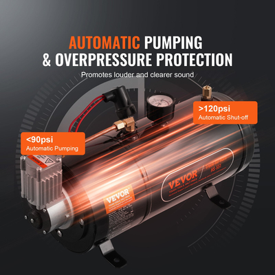 Συμπιεστής αέρα VEVOR 12V με ενσωματωμένο σύστημα αεροσυμπιεστή 0,8 Gal/3L Tank Air Horn
