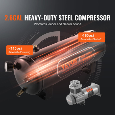 Κιτ κέρατων τρένου Κιτ κέρατων αέρα τρομπέτων 160 δεξαμενή αεροσυμπιεστών 2.6