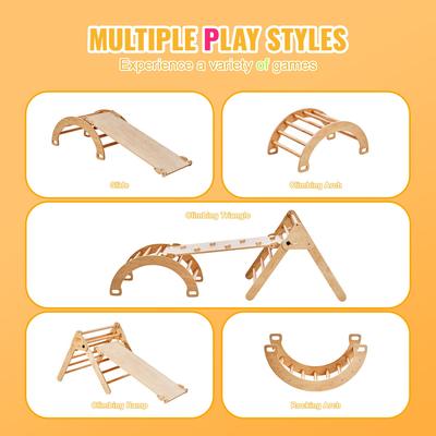 VEVOR Pikler Triangle Set 5in1 Montessori Climbing Toys for νήπια Μεγάλο ξύλο