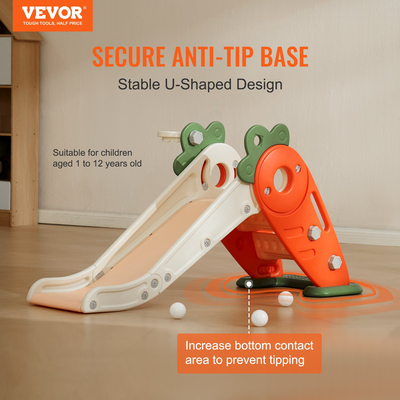 VEVOR Toddler Slide, Παιδική τσουλήθρα για νήπια ηλικίας 1-12 με αναρριχώμενες σκάλες και στεφάνι μπάσκετ, Εσωτερική εξωτερική τσουλήθρα για παιδιά με βάρος έως 40 κιλά, παιδική χαρά με υπερυψωμένη κουπαστή, αντιολισθητική λωρίδα