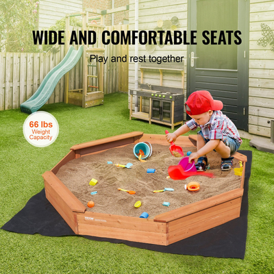 VEVOR Ξύλινο Sandbox με κάλυμμα Octagonal Sand Box Sand Pit Outdoor Ηλικίες 3-12