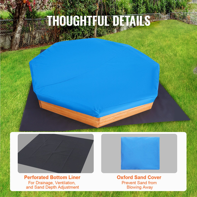 VEVOR Ξύλινο Sandbox με κάλυμμα Octagonal Sand Box Sand Pit Outdoor Ηλικίες 3-12