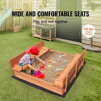 VEVOR Wooden Sandbox Sand Box Sand Pit με κάτω επένδυση για υπαίθριες ηλικίες 3-12
