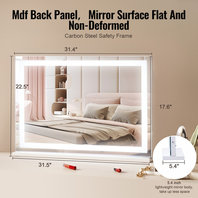 VEVOR Lighted Makeup Mirror 3 Color Vanity με USB Desktop Βάση τοίχου 31,5x21,7 ίντσες
