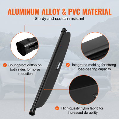 Πτυσσόμενο κάλυμμα φορτίου VEVOR για Toyota RAV4 2019-2024 Αναβάθμιση κάλυμμα πίσω πορτμπαγκάζ