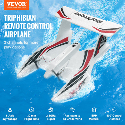 VEVOR RC Airplane Amphibious EPP Foam RC Plane Toy με τηλεχειριστήριο 2,4 GHz
