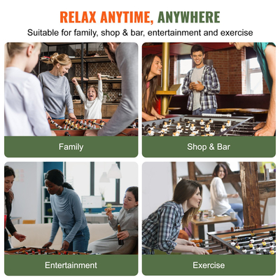 VEVOR Πτυσσόμενο Τραπέζι Ποδοσφαίρου, Τραπέζι Ποδοσφαίρου 42 ιντσών κανονικού μεγέθους, Τραπέζι ποδοσφαιρικού εσωτερικού χώρου πλήρους μεγέθους για σπίτι, οικογένεια και αίθουσα παιχνιδιών, Σετ τραπέζι ποδοσφαίρου με ποδόσφαιρο, Περιλαμβάνει 2 μπάλες