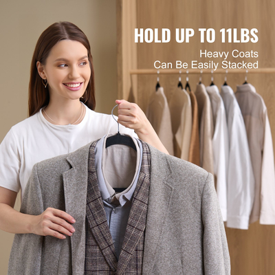 VEVOR Velvet Hangers 50 Pack Μαύρες αντιολισθητικές κρεμάστρες με περιστρεφόμενο γάντζο 360 μοιρών