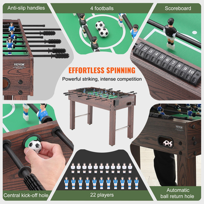 Τραπέζι VEVOR Foosball, Τραπέζι Foosball 48 ιντσών κανονικού μεγέθους, Εσωτερικό τραπέζι πλήρους μεγέθους για σπίτι, οικογένεια και αίθουσα παιχνιδιών, σετ τραπέζι ποδοσφαίρου με ποδόσφαιρο, περιλαμβάνει 2 μπάλες και 2 ποτηροθήκες