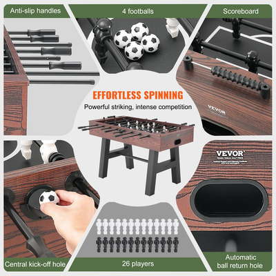 VEVOR Foosball Τραπέζι, 55 ιντσών Standard Size Τραπέζι Foosball, Εσωτερικό τραπέζι πλήρους μεγέθους για το σπίτι, την οικογένεια και την αίθουσα παιχνιδιών, ποδόσφαιρο με τραπέζι για ποδόσφαιρο, περιλαμβάνει 4 μπάλες και 2 ποτηροθήκες