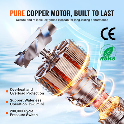 VEVOR 12V Αντλία Διαφράγματος 3,5GPM 13,25L/min Διακόπτης πίεσης αντλίας νερού 3 θαλάμων