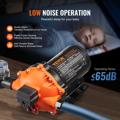 VEVOR 12V Αντλία Διαφράγματος 5GPM 18,93 L/min Διακόπτης πίεσης αντλίας νερού 5 θαλάμων