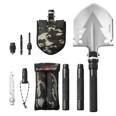 VEVOR Survival Φτυάρι 11 σε 1 Κάμπινγκ Φτυάρι Πτυσσόμενο Πολυεργαλείο Φορητό Συμπαγές