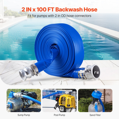 VEVOR Backwash Hose 2 in x 100 ft Blue Ολοκληρωμένα εξαρτήματα σωλήνα υψηλής ποιότητας
