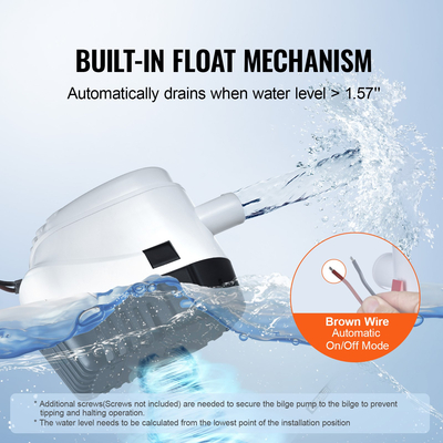 Αντλία υδροσυλλεκτών VEVOR, 750GPH 12V αυτόματη υποβρύχια αντλία υδροσυλλεκτών σκάφους με διακόπτη πλωτήρα, διάμετρος εξόδου 0,7&quot;, Αντλία υδροσυλλεκτών μικρού σκάφους, Ηλεκτρική αντλία υδροσυλλεκτών θαλάσσης για σκάφη, λίμνες, πισίνες, υπόγεια