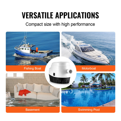 Αντλία υδροσυλλεκτών VEVOR, 750GPH 12V αυτόματη υποβρύχια αντλία υδροσυλλεκτών σκάφους με διακόπτη πλωτήρα, διάμετρος εξόδου 0,7&quot;, Αντλία υδροσυλλεκτών μικρού σκάφους, Ηλεκτρική αντλία υδροσυλλεκτών θαλάσσης για σκάφη, λίμνες, πισίνες, υπόγεια