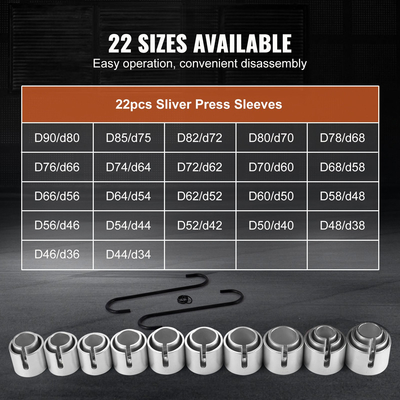 VEVOR 27 PCS Κιτ μανίκι έλξης και πίεσης Αφαίρεση ρουλεμάν από χάλυβα
