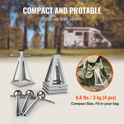 VEVOR RV Stabilizer Jacks, 4 Pack Aluminium RV Leveling Jacks, RV Stack Jacks for RV Travel Trailer Camper, Single Screw Jack Support έως 6000 Lbs, Ρυθμιζόμενο από 11 ίντσες έως 17 ίντσες