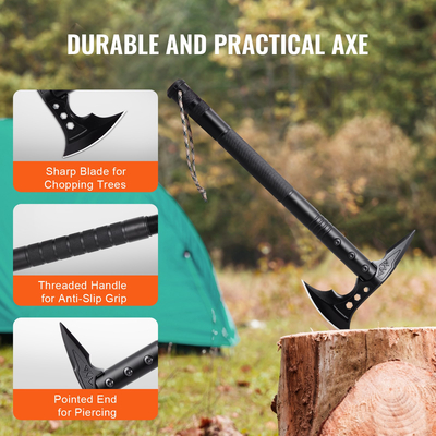 VEVOR Survival Shovel Survival Axe 28-σε-1 Κάμπινγκ Πτυσσόμενα Φτυάρια με Χάτσετ