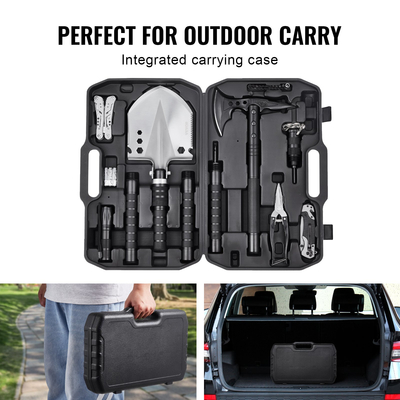 VEVOR Survival Shovel Survival Axe 28-σε-1 Κάμπινγκ Πτυσσόμενα Φτυάρια με Χάτσετ