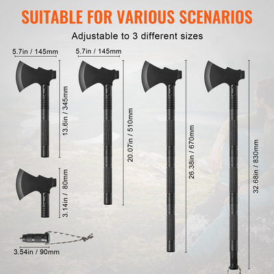 VEVOR Survival Shovel Survival Axe 16-σε-1 Κάμπινγκ πτυσσόμενα φτυάρια με τσεκούρι